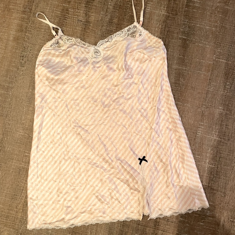 Victoria’s Secret pink and white satin babydoll